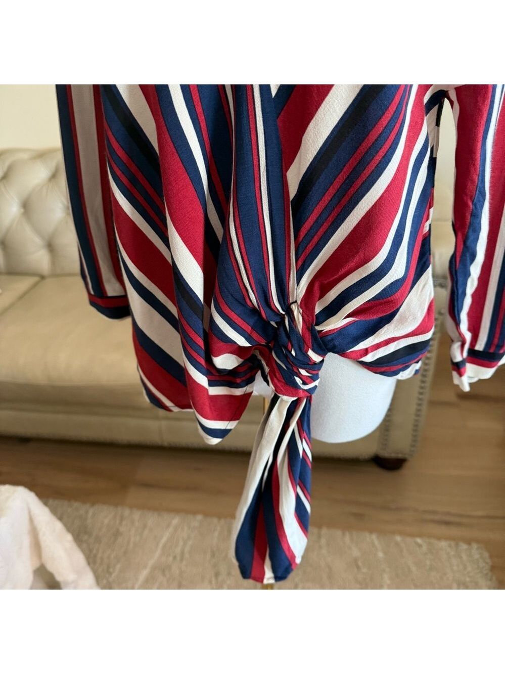 ZARA Striped V-Neck Top - Picture 7 of 13